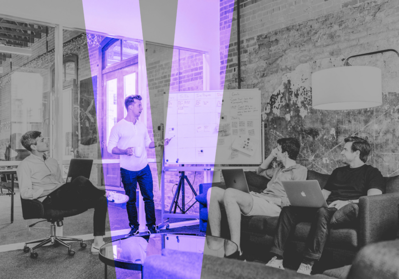 A group of young professionals brainstorming