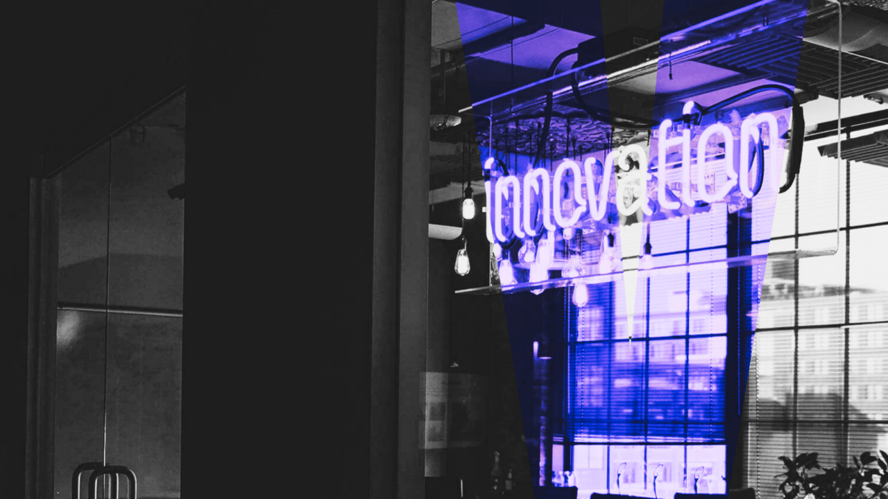 Neon sign that says innovation
